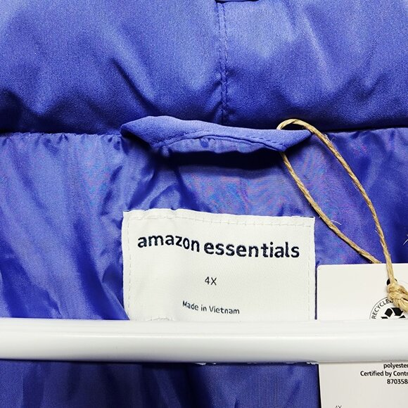 SIZE 4X Womens Royal Blue Puffer Jacket With High Collar & Pockets - Picture 3 of 6